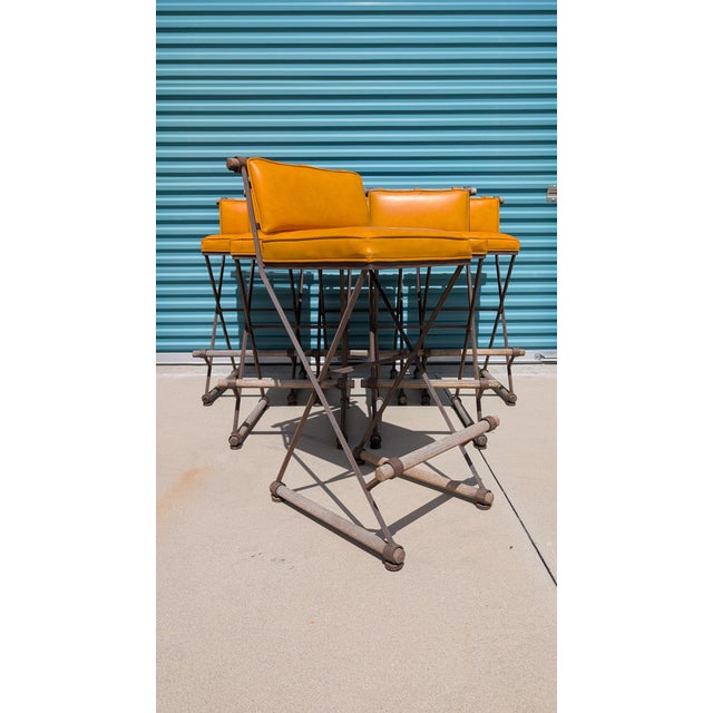 Mid-Century Modern Vintage Mid Century Attributed to Cleo Baldon Barstools for Terra, Los Angeles – Iron, Oak & Leather For Sale - Image 3 of 18