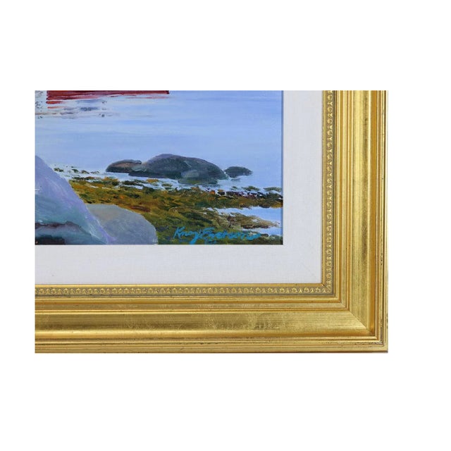 1960s 1960s Knox Everson Signed Impressionist Coastal Harbor Oil Painting | Oil on Canvas For Sale - Image 5 of 5