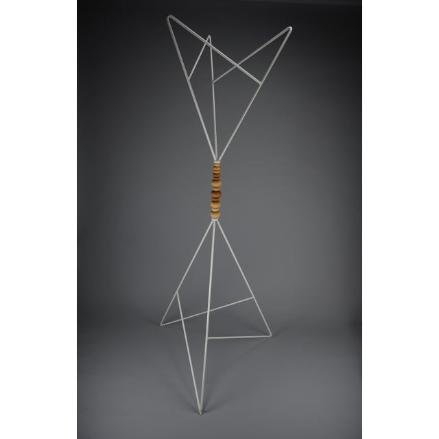 Postmodern Sculptural White Lacquered Steel Coat Stand with Turned Wooden Beads, 1988 For Sale - Image 13 of 16