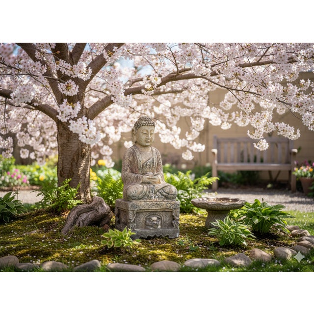 Chinese Distressed Brown Gray Stone Sitting Meditation Buddha Statue For Sale - Image 17 of 17