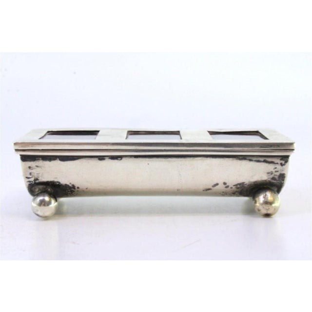 Silver Stamp Box with Three Compartments For Sale - Image 4 of 8