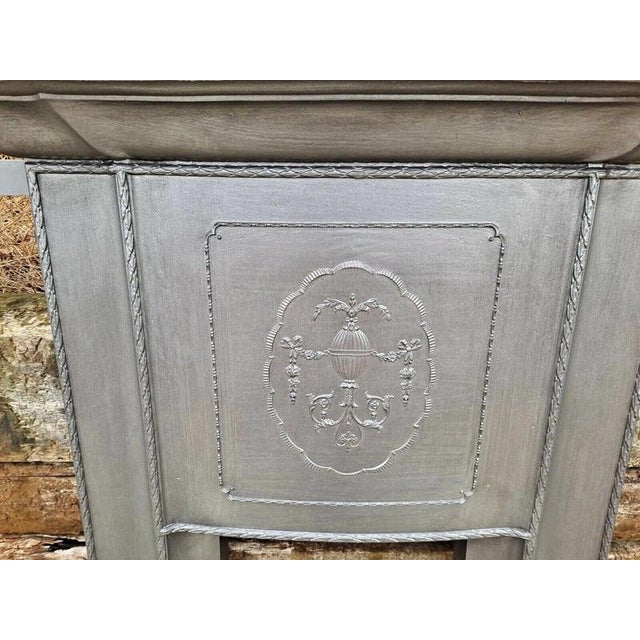 Gray Tall Large Victorian Edwardian Cast Iron Combination Fireplace For Sale - Image 8 of 9