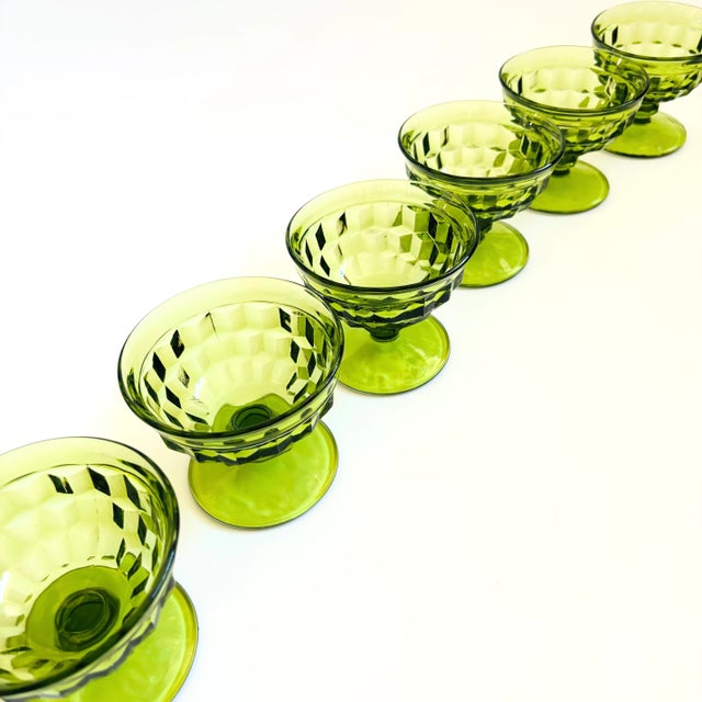 Mid 20th Century Mid Century Modern Indiana Glass Green Coupe Glasses - Set of 6 For Sale - Image 10 of 10