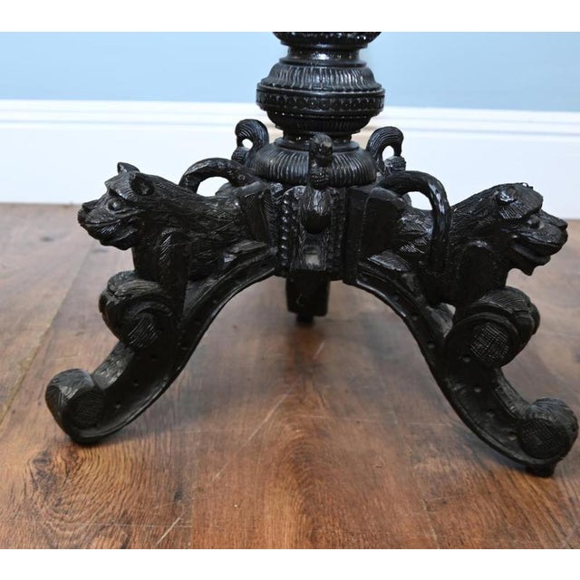 Carved Burmese Side Table Harwood Mayanmar Burma Colonial Furniture For Sale - Image 9 of 10