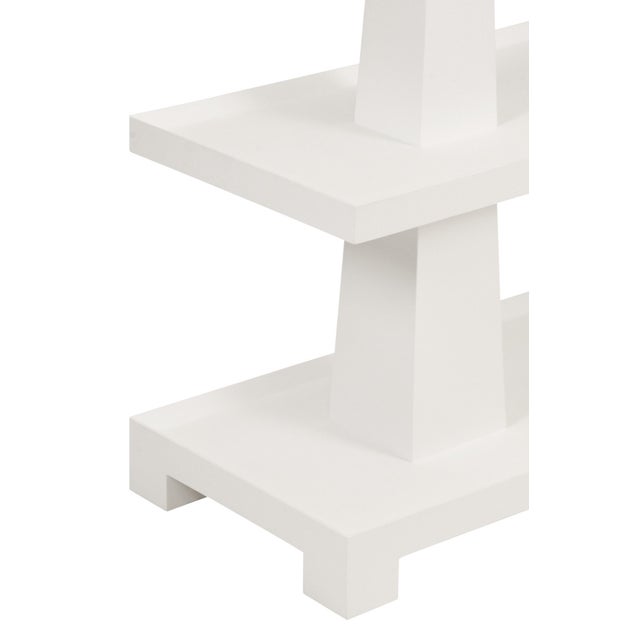 Matthew Izzo Home Lowen Textured White Linen Three Tier Console Table For Sale In New York - Image 6 of 8