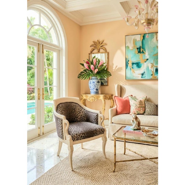 Vintage Koi Fish Arm Carved Wood Leopard Upholstered Blonde Wood Carved Side Arm Chair For Sale - Image 13 of 13