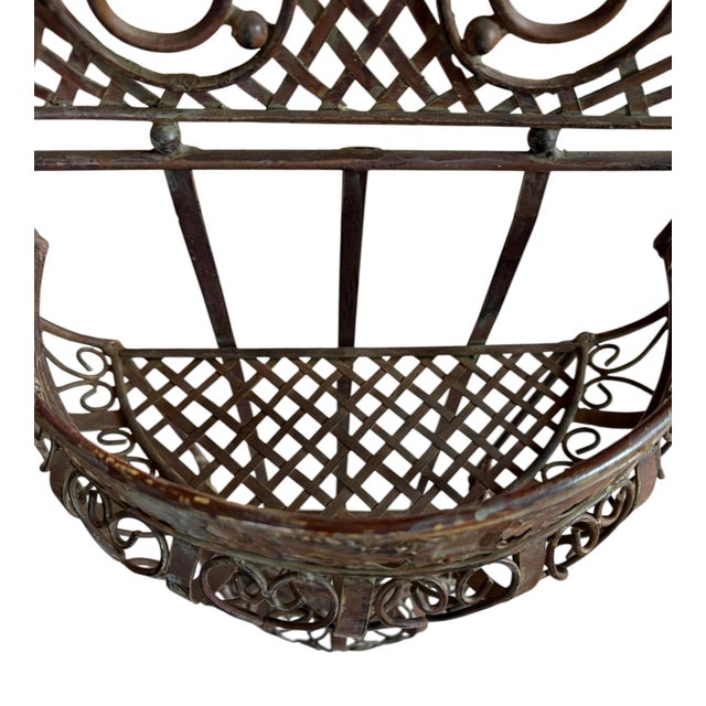 Late 20th Century Vintage Wall Basket With Scrolling Details and Three Hooks For Sale - Image 5 of 7