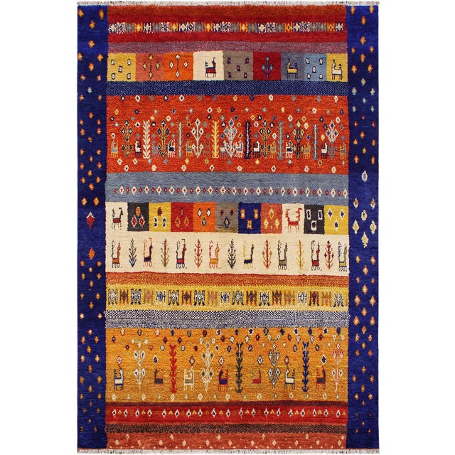 Moroccan Tribal Rust/Blue Wool Rug - 8'9'' X 12'4'' For Sale - Image 10 of 10