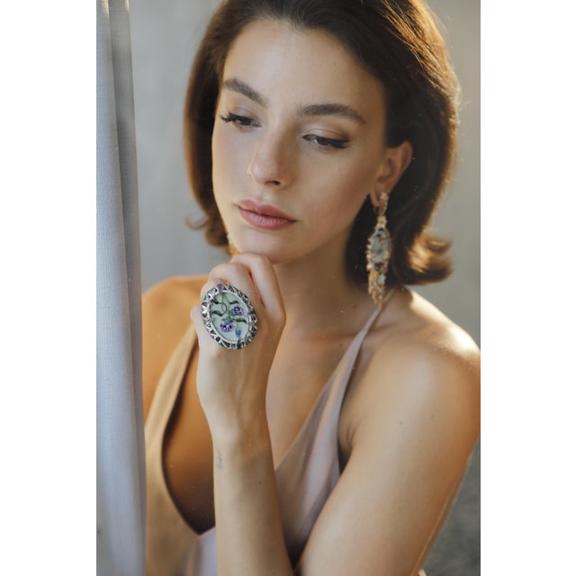 Bochic Exquisite and Bold Mosaic Flower Ring, Size 6.5 For Sale - Image 12 of 18