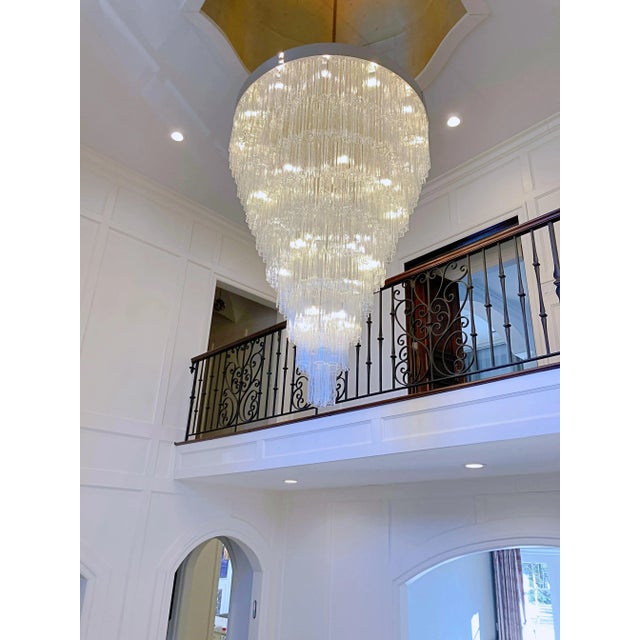 Mid-Century Modern Nickel Polished Chandelier With Tronchi Glass by LMD Custom Lighting For Sale - Image 3 of 13