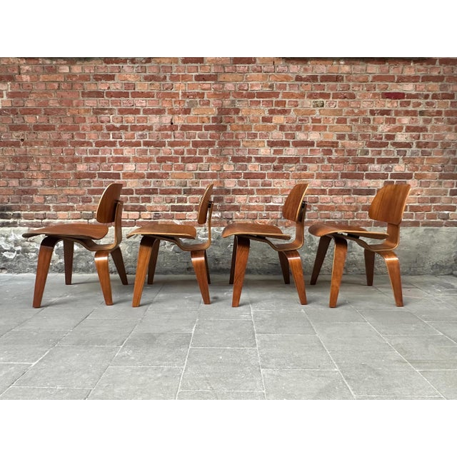 Herman Miller DCW Dining Chairs in Walnut attributed to Charles & Ray Eames for Herman Miller, 1950s, Set of 4 For Sale - Image 4 of 18
