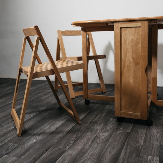 Vintage Drop-Leaf Opening Table and Folding Chairs, 1980s, Set of 5 For Sale - Image 11 of 14