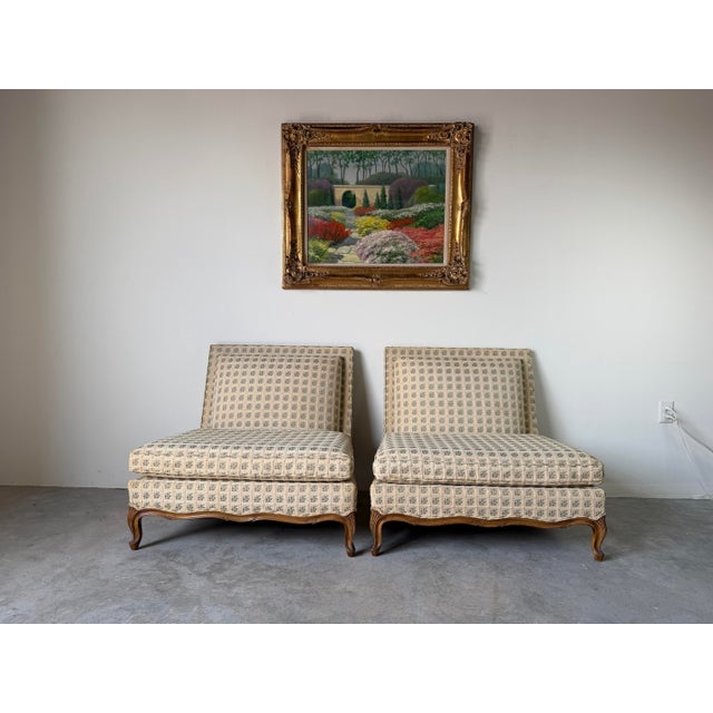 1970s 1970’s Hollywood Regency John Widdicomb Style French Provincial Armless Lounge Chairs – Pair For Sale - Image 5 of 12