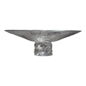 Late 20th Century Vintage Steuben Twist Art Glass Clear Bowl or Tazza by David Dowler 9"