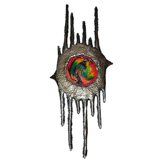 Iron and Glass Wall Lamp, 1950s For Sale