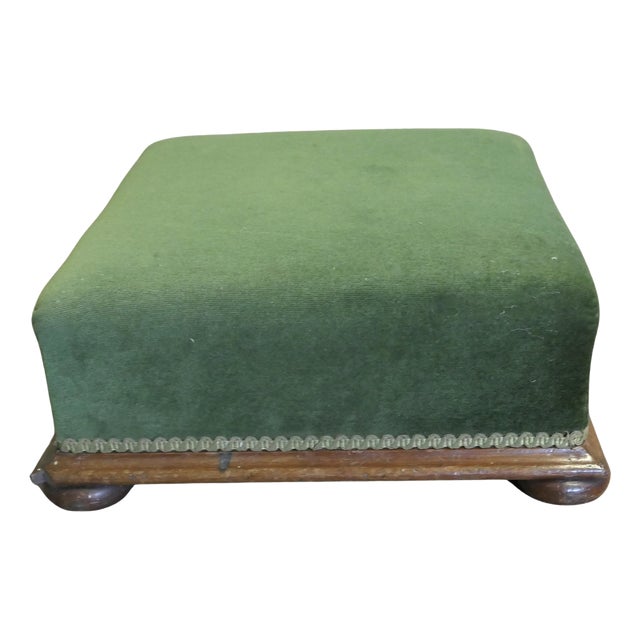 Victorian Green Velvet Ottoman For Sale