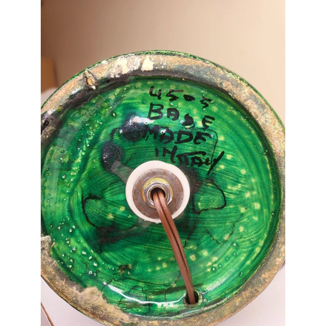 1960s 1960s Italian Bitossi Green Glazed Lamp With Shade For Sale - Image 5 of 7