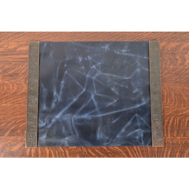 Tiffany Studios New York Zodiac Bronze Blotter Ends With Leather Desk Blotter For Sale - Image 14 of 14