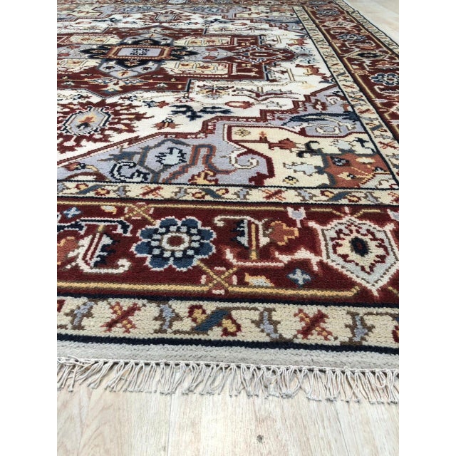 2020s 10x14 Sophisticated Radiant Ivory Floral Medallion Hand Knotted Wool Carpet Rug For Sale - Image 5 of 9