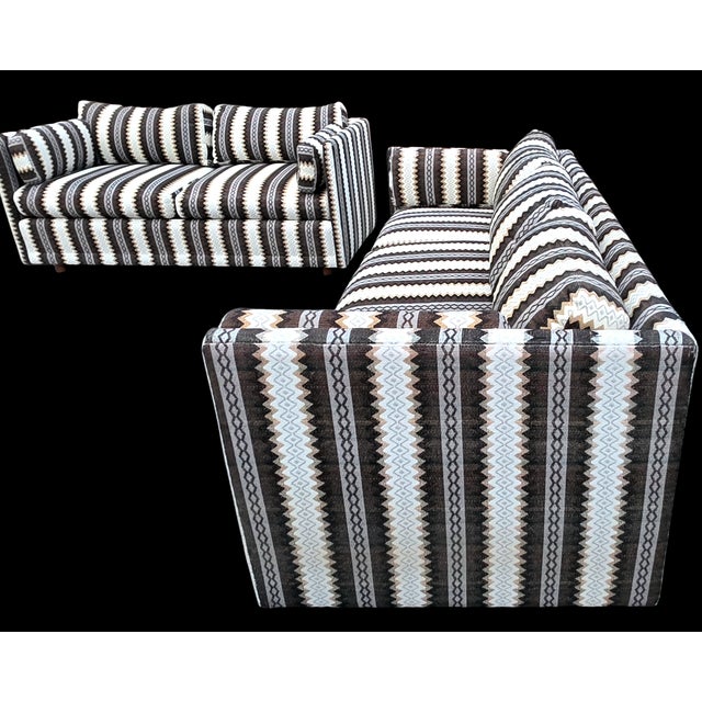 Brown Mid-Century Directional Design by Sedgefield Milo Baughman Style Sofa and Loveseat Set For Sale - Image 8 of 12