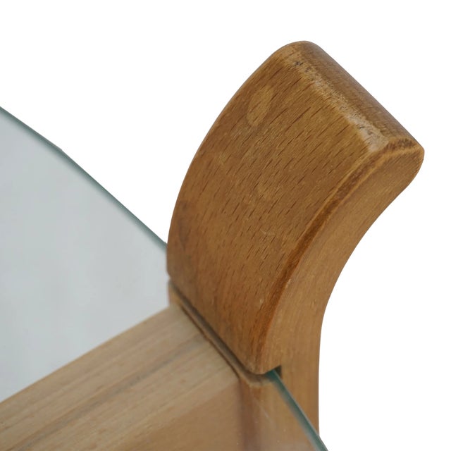 Glass Mid 20th Century Danish Beech and Glass Two-Tier Table For Sale - Image 7 of 8