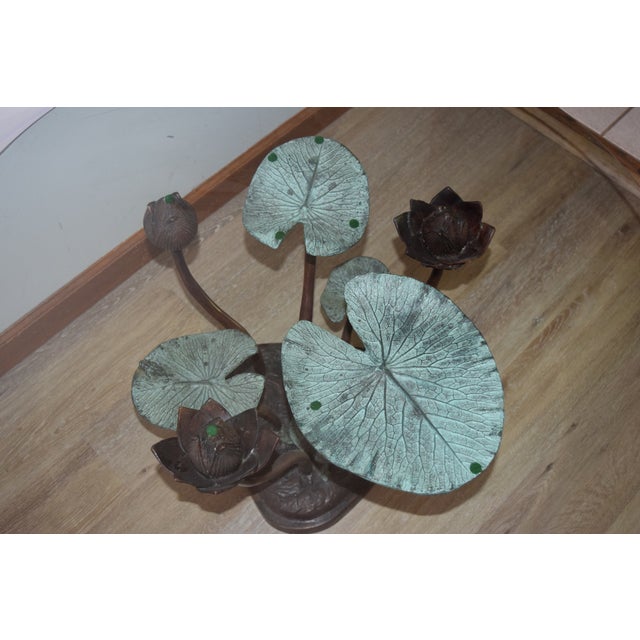 Transparent 1960s Bronze Lily Pad Turtle Statue Cocktail / Coffee W Table Glass Top For Sale - Image 8 of 10