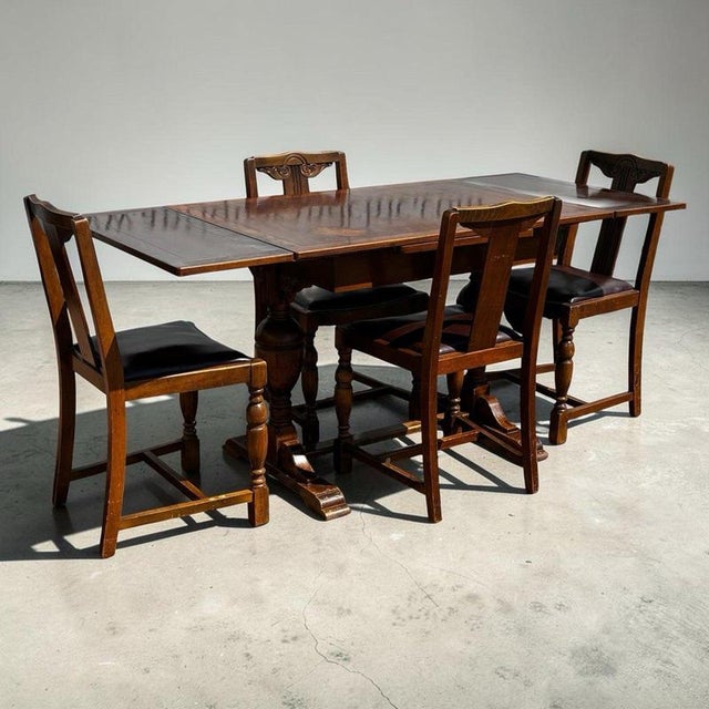 Extendable Draw Leaf Table and Chairs, Set of 5 For Sale - Image 14 of 14