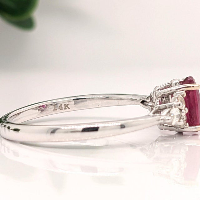 Red Bright Red Ruby Ring With Diamond Accents: Solid 14k Gold, Oval 8x6mm, Size 6.75 For Sale - Image 8 of 8