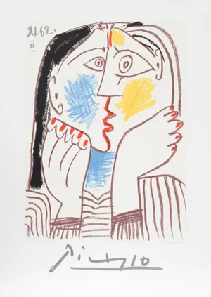 1980s "Tete Appuyee sur les Mains II" Lithograph After Pablo Picasso