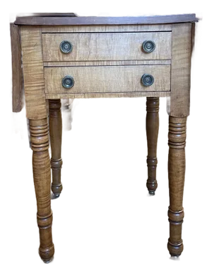 Antique Tiger Maple Drop‑Leaf Work Table, C. 1830