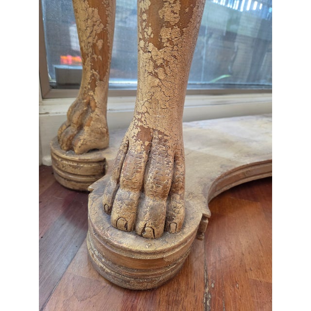 Wood Charlie Trotter's Restaurant Auction Provenance Neoclassical Carved Console With Inset Black Marble Top For Sale - Image 7 of 9