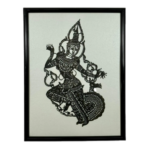 Exquisite Vintage 1950s Framed Thai "Nang Yai" Shadow Puppet – Depicting Phra Ram (Rama)