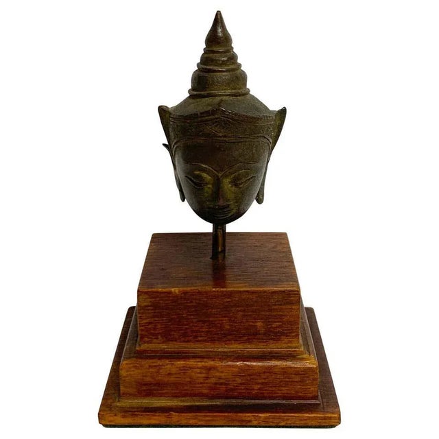 Mid 20th Century Miniature Bronze Thai Buddha Head - a Pair For Sale - Image 13 of 13