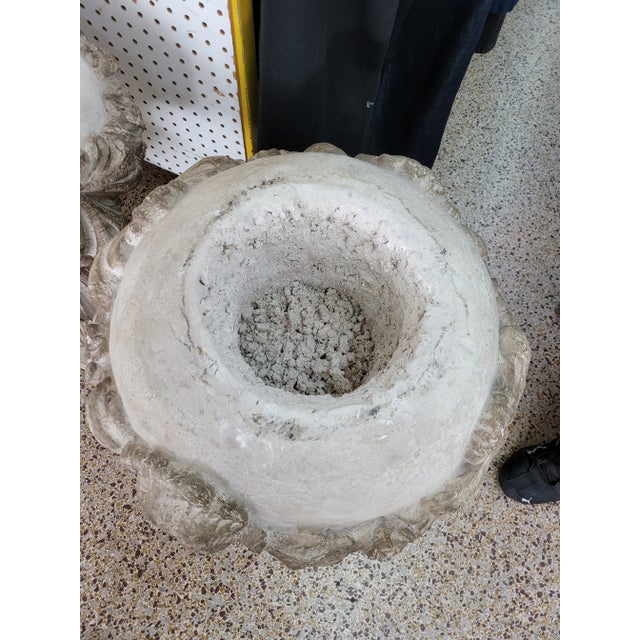 Vintage Concrete Urns With Rams Heads & Garlands For Sale - Image 9 of 13
