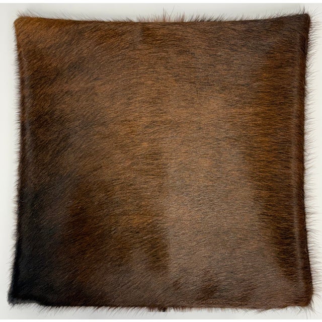Reversible 16” X 16” Premium Brazilian Watusi Cowhide Pillow Cover – Sculptural Spine Composition - Handcrafted by Pablo Sota Designs. For Sale In Tampa - Image 6 of 11