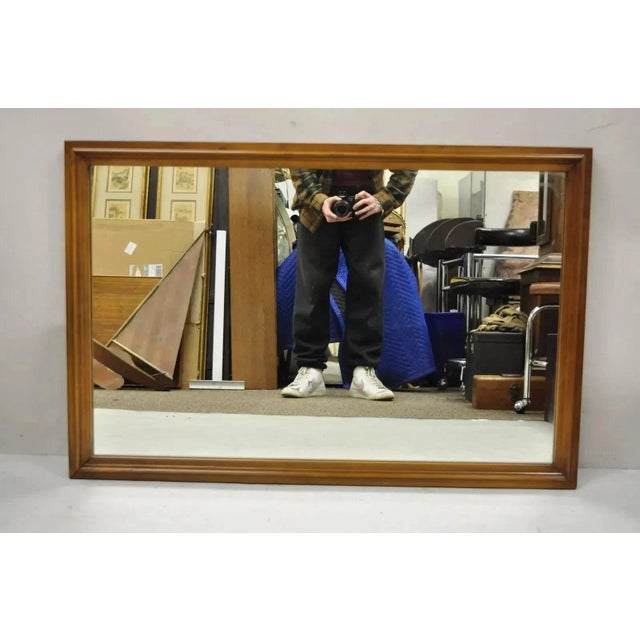 Wood Vintage Mid Century Modern Walnut Wooden Frame Modernist Wall Mirror For Sale - Image 7 of 7