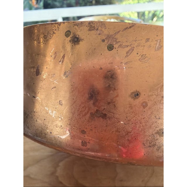 Copper Vintage Villedieu ML France Copper Sauté Pan 6.5” Tin Lined Brass Handle For Sale - Image 8 of 10