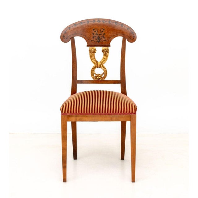 Neoclassical Russian Style Birch & Parcel Gilt Dining Chairs, 4 For Sale - Image 3 of 7