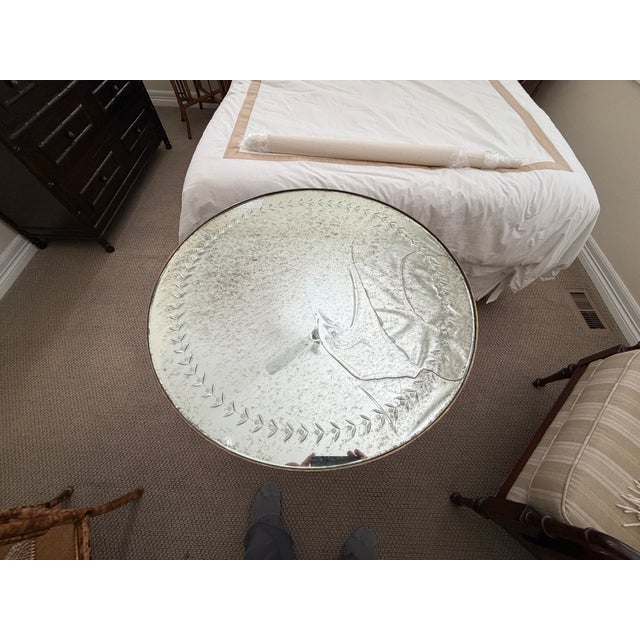 Oly Studio Hollywood Regency Style Gilded Metal & Antiqued Mirror Round Side Table (Attributed to Oly Studio) For Sale - Image 4 of 12