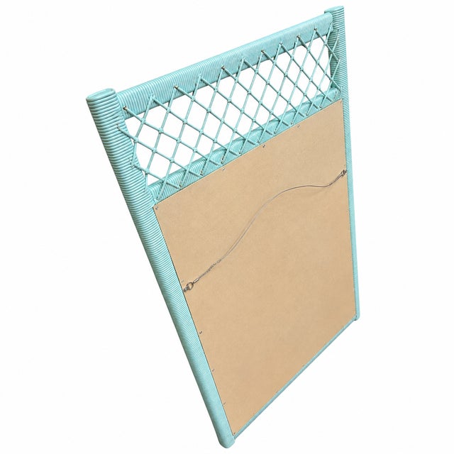 Mid 20th Century Vintage Rattan Palm Beach Style Mirror With Lattice Detail For Sale - Image 5 of 5