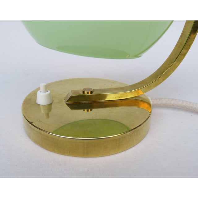 Art Deco Bedside Lamp in Brass with Green Cased Glass Shade, 1920s For Sale - Image 14 of 15