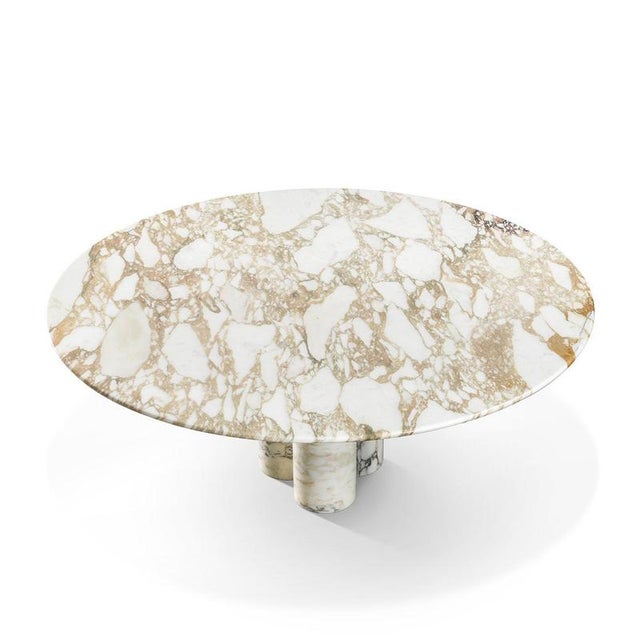 Contemporary Tria Round Calacatta Gold Marble Dining Table by Lorenza Bozzoli For Sale - Image 3 of 7