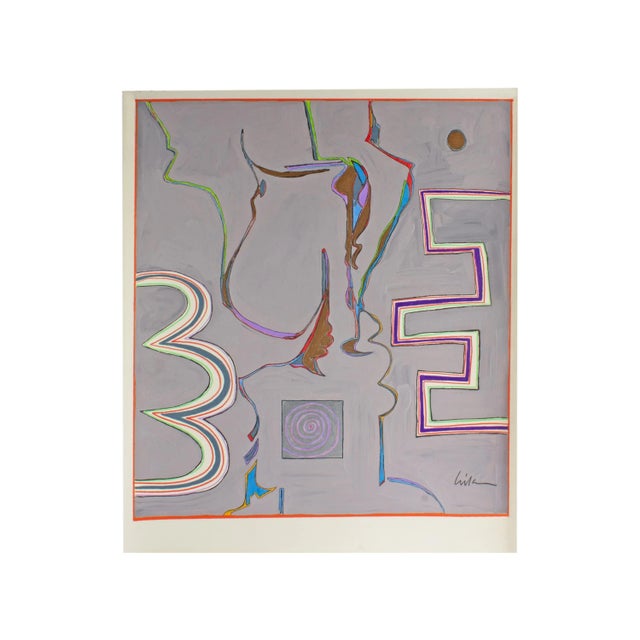 Purple 1980s Signed Abstract Mixed Media Painting by Harry Hilson For Sale - Image 8 of 8