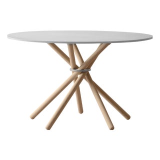 Hector Concrete Top and Light Oak Legs Dining Table 120 by Eberhart Furniture For Sale