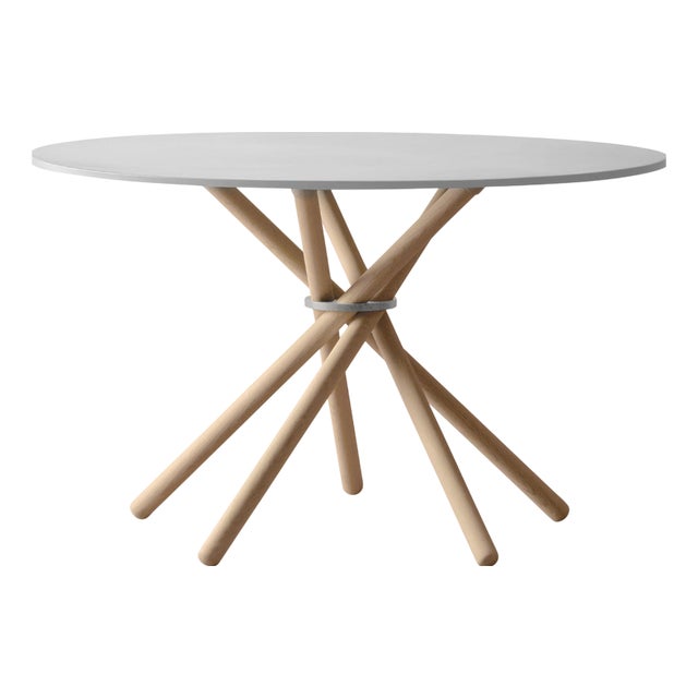 Hector Concrete Top and Light Oak Legs Dining Table 120 by Eberhart Furniture For Sale