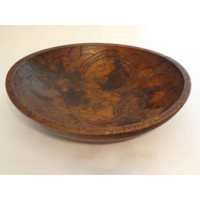 Farmhouse Early Americana Carved Wood Bowl With Rabbits For Sale - Image 3 of 15