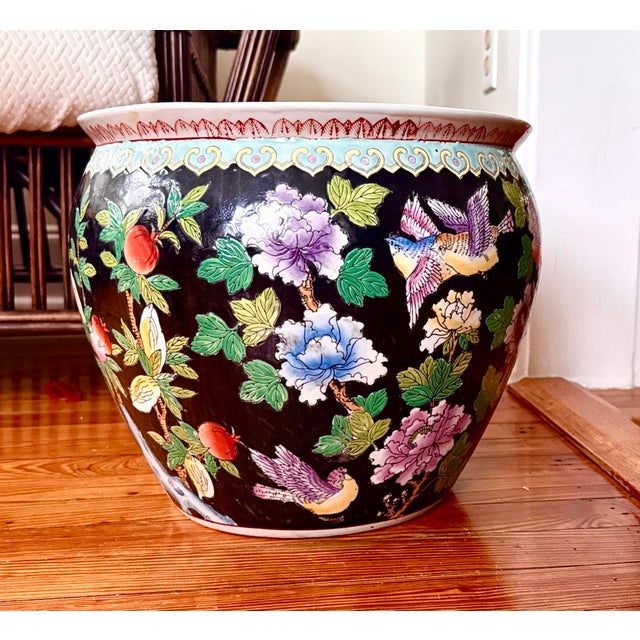 Hand Painted Chinese Chinoiserie Fishbowl Planter For Sale - Image 11 of 11