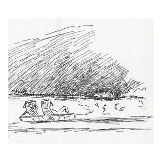 1970s Hayward Cirker Beach Scene Drawing For Sale