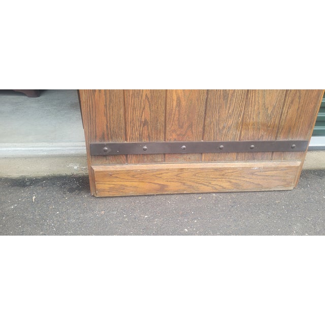 Brown Large Vintage Gothic Arts & Crafts Style Oak Door For Sale - Image 8 of 17