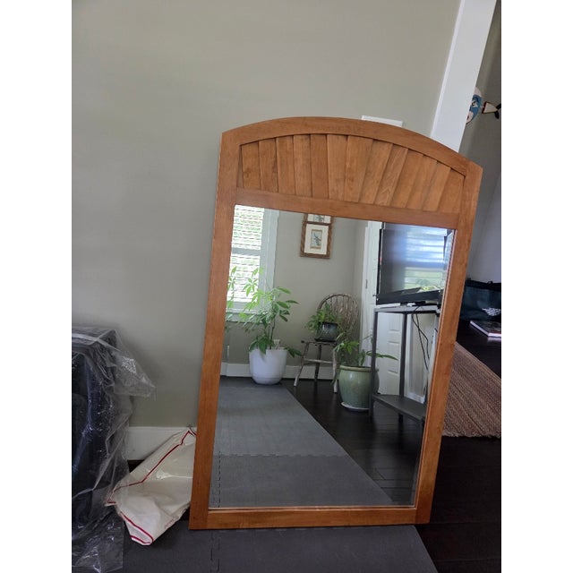 High quality American made solid birch and maple wood framed beveled mirror. Matching queen side bed frame listed separately.